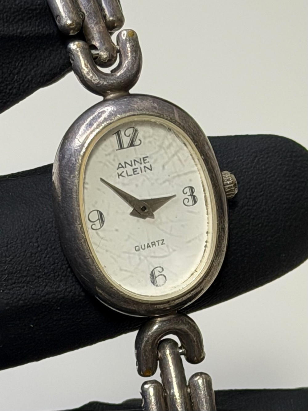 Anne Klein 11/7337 White Dial Oval Silver-Tone Ladies’ 18mm Bracelet Watch